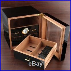 Cigars Case Cedar Wood Humidor Set Humidifier & Hygrometer Rich Men Storage Box