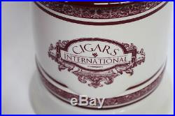 Cigars International White and Red Ceramic Humidor Jar