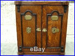 Circa 1900 Oak Cigar Humidor Smokers Cabinet Wooden Pipe Box Designed As A Safe