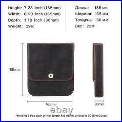 Coffee Crazy Horse Leather Cigar Case 4 Count Magnetic Humidor Travel Cigar Box