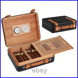 Cohiba 25cts Cigar Humidor Humidifier Cedar Wooden Black Storage Box Hygrometer