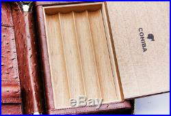 Cohiba Brown Cedar Wood 4 Tube Holder Travel Cigar Case Humidor