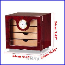 Cohiba Cherry Wood Cedar Cigar Humidor Case Box, 4 Drawers Cabinet Humidifier