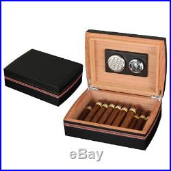 Cohiba Cigar Humidifier Humidor Black Cedar Wood With Ashtray Cutter Humid Hygr