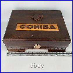 Cohiba Habanos Cigar Humidor Wood Storage Box Lot with Credo Humidifier Hygrometer