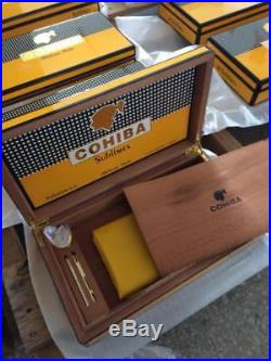 Cohiba Humidor Box Spanish Cedar Humidifier Hygrometer Gloss Holds 75 Brand New