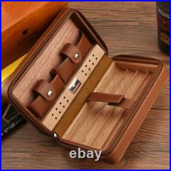 Cohiba Leather Cigar Case Travel Humidor Holder Cedar Box Wood Tube Black Cutter