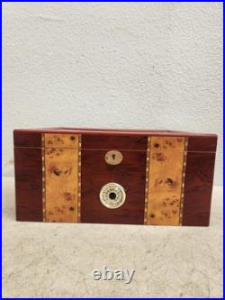 Contemporary Wood Inlaid Cigar Humidor Box