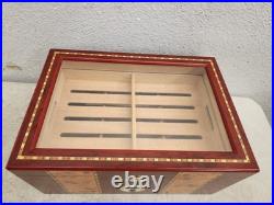 Contemporary Wood Inlaid Cigar Humidor Box