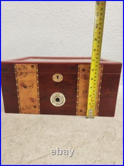Contemporary Wood Inlaid Cigar Humidor Box