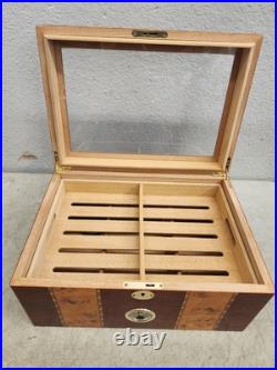 Contemporary Wood Inlaid Cigar Humidor Box