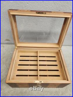 Contemporary Wood Inlaid Cigar Humidor Box