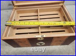 Contemporary Wood Inlaid Cigar Humidor Box