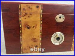 Contemporary Wood Inlaid Cigar Humidor Box