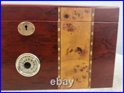 Contemporary Wood Inlaid Cigar Humidor Box