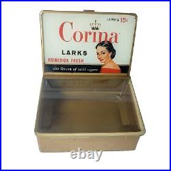 Corina Cigar Store Humidor Display Glass And Metal Vintage Advertising Box