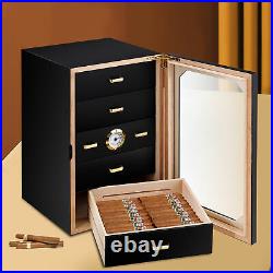 Costway 130 Cigar Humidor Desktop Cigar Box Glass Door 5 Drawers