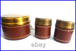 DUK-IT HUMIDOR & 2 Tobacco Cans Leather-Wrapped Copper Body Brass Lids Cigar DUK-IT HUMIDOR & 2 Tobacco Cans Leather-Wrapped Copper Body Brass Lids Cigar