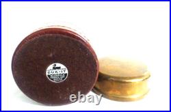 DUK-IT HUMIDOR & 2 Tobacco Cans Leather-Wrapped Copper Body Brass Lids Cigar DUK-IT HUMIDOR & 2 Tobacco Cans Leather-Wrapped Copper Body Brass Lids Cigar