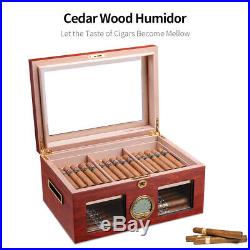 Dark Red CIGARLOONG Cigar Cedar Wood Box Humidor Cabinet Large Capacity Fit 100