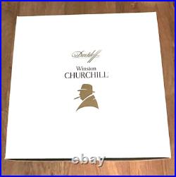 Davidoff Black Winston Churchill Hat Humidor and Ashtray, New In Box
