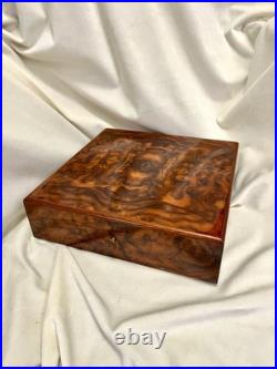 Davidoff Swiss Handmade Burl Wood Cigar Humidor Box Luxury Gloss 24.5cm
