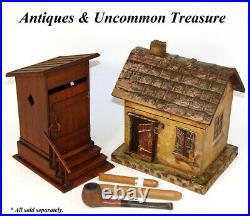 Delightful Antique French Carved Wood Smoker's Box, Cigar Presenter, an OUTHOUSE