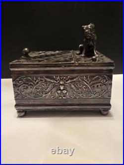 Derby Silver Co. Bulldog Figural Tobacco Box Humidor Derby Silver Co. Bulldog Figural Tobacco Box Humidor