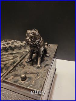 Derby Silver Co. Bulldog Figural Tobacco Box Humidor Derby Silver Co. Bulldog Figural Tobacco Box Humidor