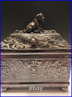 Derby Silver Co. Bulldog Figural Tobacco Box Humidor Derby Silver Co. Bulldog Figural Tobacco Box Humidor
