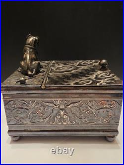 Derby Silver Co. Bulldog Figural Tobacco Box Humidor Derby Silver Co. Bulldog Figural Tobacco Box Humidor