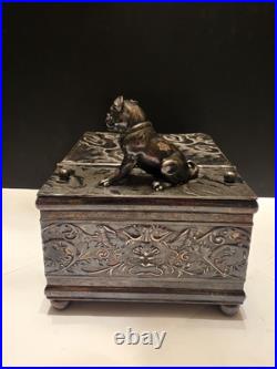 Derby Silver Co. Bulldog Figural Tobacco Box Humidor Derby Silver Co. Bulldog Figural Tobacco Box Humidor