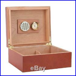 Desktop Cedar Wood Lined Cigar Humidor Storage Case Box Humidifier Hygrometer