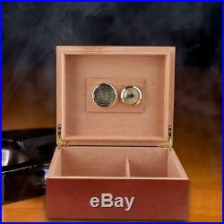 Desktop Cedar Wood Lined Cigar Humidor Storage Case Box Humidifier Hygrometer