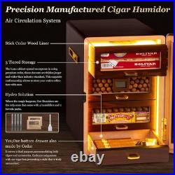 Desktop Cigar Humidor Cabinet Triple-Sided Light with Digital Hygrometer, Humidi Desktop Cigar Humidor Cabinet Triple-Sided Light with Digital Hygrometer, Humidi