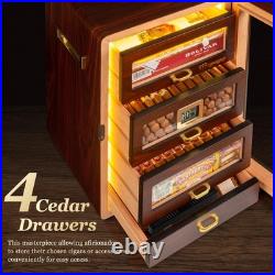 Desktop Cigar Humidor Cabinet Triple-Sided Light with Digital Hygrometer, Humidi Desktop Cigar Humidor Cabinet Triple-Sided Light with Digital Hygrometer, Humidi