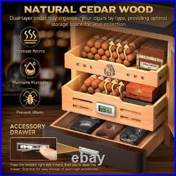 Desktop Cigar Humidor Cabinet with LED Lighting and Glass Top Cigar Humidor Box
