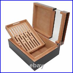 Desktop Cigar Humidor Humidifier Box Case, Spanish Cedar Wood, Holds 75-85 Cigars