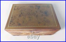 Desktop Humidor Agresti Cigar Box Inlay Burl Briar Wood Brass Key Lock Italy 13