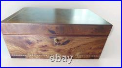 Desktop Humidor Agresti Cigar Box Inlay Burl Briar Wood Brass Key Lock Italy 13