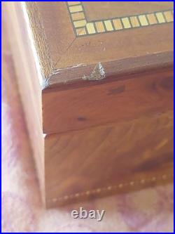 Desktop Humidor Agresti Cigar Box Inlay Burl Briar Wood Brass Key Lock Italy 13
