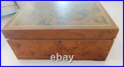 Desktop Humidor Agresti Cigar Box Inlay Burl Briar Wood Brass Key Lock Italy 13