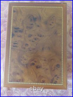 Desktop Humidor Agresti Cigar Box Inlay Burl Briar Wood Brass Key Lock Italy 13