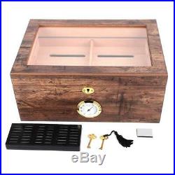 Double Layer Wooden Cedar Cigar Humidor Humidifier Storage Box Case + Hygrometer