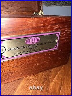 DuPont 1977 Distributor Mgt Seminar Award St Maarten Wood Box Humidor Vintage