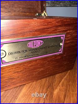 DuPont 1977 Distributor Mgt Seminar Award St Maarten Wood Box Humidor Vintage DuPont 1977 Distributor Mgt Seminar Award St Maarten Wood Box Humidor Vintage