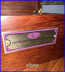 DuPont 1977 Distributor Mgt Seminar Award St Maarten Wood Box Humidor Vintage DuPont 1977 Distributor Mgt Seminar Award St Maarten Wood Box Humidor Vintage