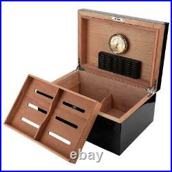 Durable Cedar Wood Black Travel Outdoor Cigar Humidor Cigar Case Storage Box NEW