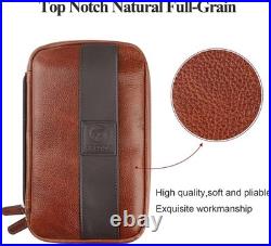 Durable Leather Cigar Box, Portable Humidor Holds 5-6 Cigars