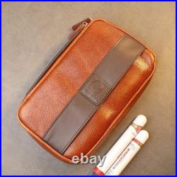 Durable Leather Cigar Box, Portable Humidor Holds 5-6 Cigars